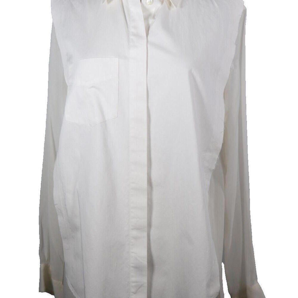 Paul Smith Women's 44 US8 White Button Up Shirt Long Sleeve Slik Blend Blouse